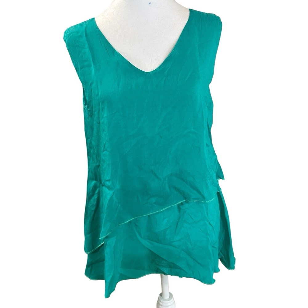 Click By Color Me Cotton Green Tiered‎ Sleeveless Top Sz S